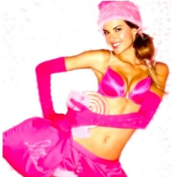 Vintage Victoria's Secret Sexy Little Things Pink Bling rhinestone Santa Hat New - Picture 4 of 6